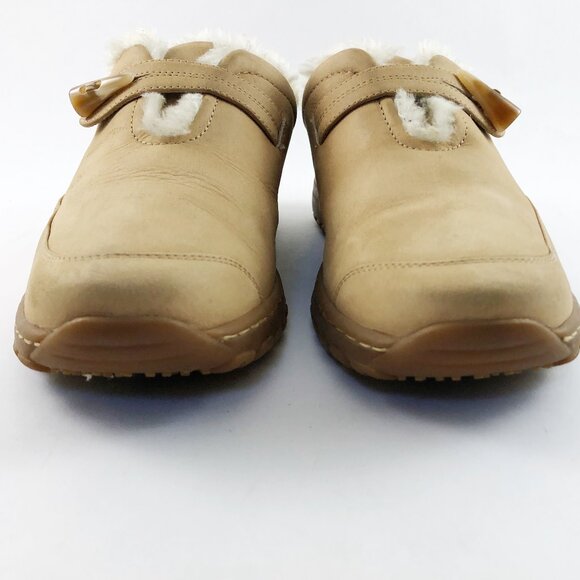 SOFFT Tan Nubuck Leather Shearling Lined Clogs with Toggle Clasp 9.5 - Picture 5 of 11